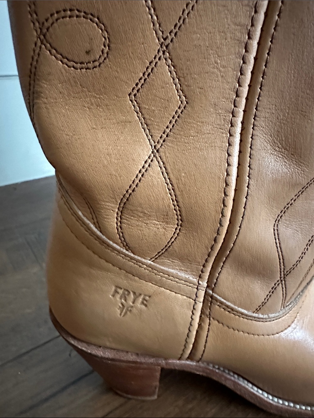 Frye Women's Tan Leather Western Heeled Boots - Picture 2 of 8